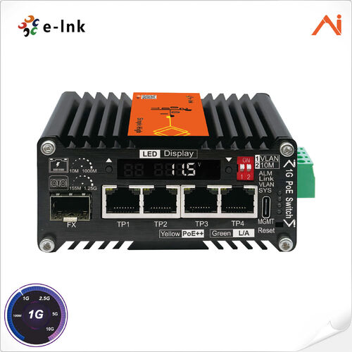 Latest company news about E-link LNK-AIMC104 Serie: Mini industrielle intelligente KI-Managed Switches von Non-PoE bis 90W PoE++