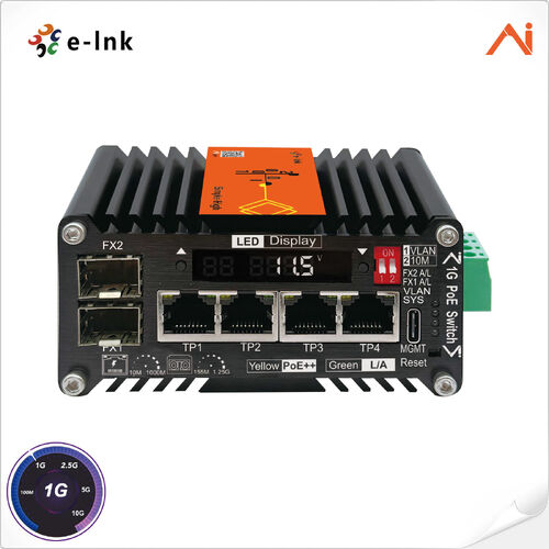 Latest company news about E-link startet LNK-AIMC204G Mini Industrial AI Smart Managed PoE++ Switches mit Spannungsverstärker