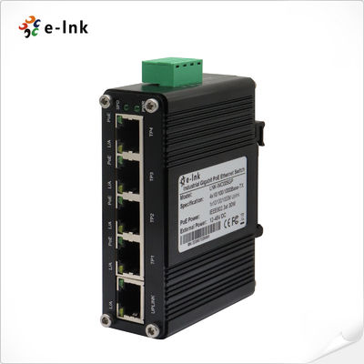 Mini-Industrial Ethernet Switch 4 Ports Gigabit 802.3at PoE mit 1 Port Uplink RJ45