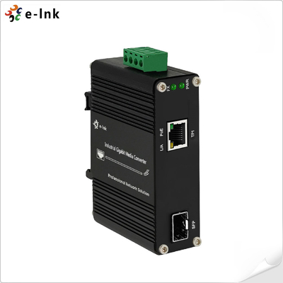 Industrieller PoE-Medienwandler 100 1000BASE-X SFP auf 10 100 1000BASE-T 802.3 bei 30 W
