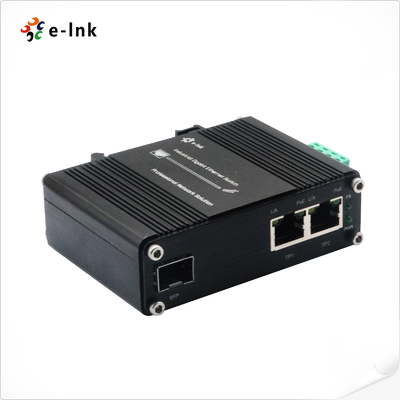 Glasfaser-Gigabit-Medienwandler Industrie 2-Port 10/100/1000T 802.3at 60W zu 1-Port 100/1000X SFP