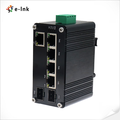 Industrielles PoE angetriebenes 5-Port 10-/100/1000T + 2-Port100/1000x SFP Ethernet-Schalter mit PoE-Durchgang