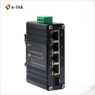 Mini-Industrie-4-Port-10/100/1000T-802.3at-PoE + 1-Port-100/1000X-SFP-Ethernet-Switch mit 12~48VDC-Eingang und Spannungsverstärker