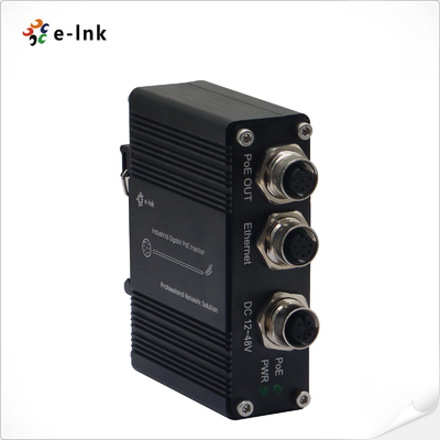 EN50155 Industrieller Ein-Port-PoE-Injektor 10/100/1000 mit einer Leistung von 30 Watt, M12-Anschluss