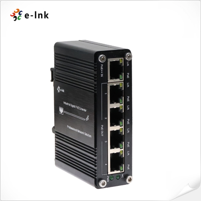 Industrial 1-Port 802.3bt PoE++ auf 4-Port 802.3af/bei Gigabit PoE Extender