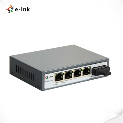 5 Ports 10/100M PoE-Switch mit 1x 60W Hochleistungs-PoE-Port und 1x SC Fiber Uplink