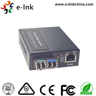 1x10/100BASE-T zu 2x100BASE-X SFP Medienwandler mit eingebauter Stromversorgung
