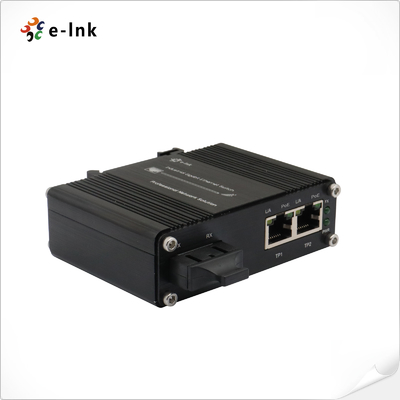 Mini Industrial 1-Port 100Base-FX zu 2-Port 10/100Base-T 90W PoE++ Medienwandler