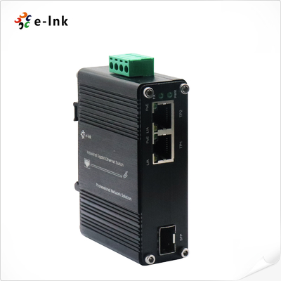 Mini Industrial 1-Port 100/1000X SFP zu 2-Port 10/100/1000T 30W PoE+ Medienwandler