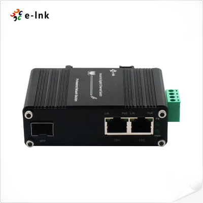 Mini Industrial 1-Port 100/1000X SFP zu 2-Port 10/100/1000T 60W PoE++ Medienwandler