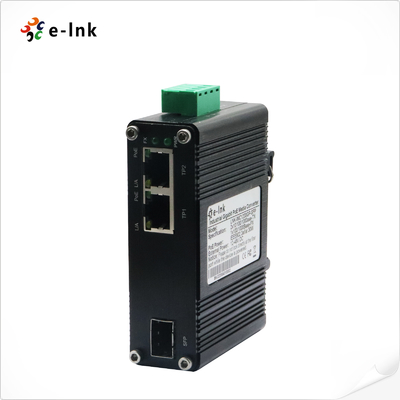 Mini Industrial 1-Port 100/1000X SFP zu 2-Port 10/100/1000T 90W PoE++ Medienwandler