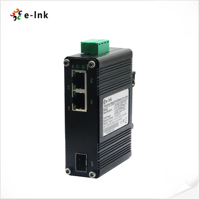 Mini Industrial 1-Port 100/1000X SFP zu 2-Port 10/100/1000T Ethernet Medienwandler
