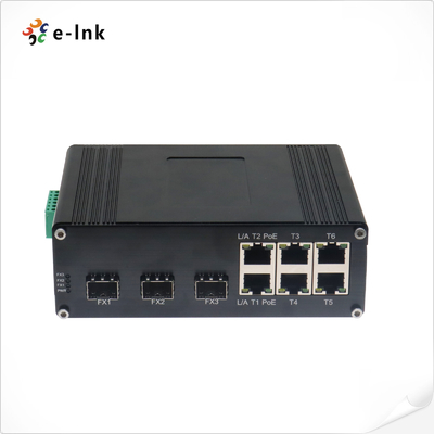Industrielle 6-Port 10/100T 802.3af/at PoE + 3-Port 100BASE-FX Ethernet-Switch