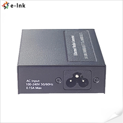 2x10/100/1000BASE-T-auf-1x100/1000BASE-X-SFP-Medienkonverter mit eingebautem Netzteil