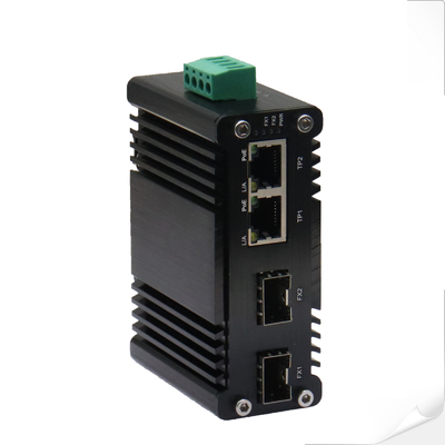 Mini Industrial 2-Port 10/100/1000T 802.3bt 90W PoE + 2-Port 100/1000Base-X SFP Ethernet-Schalter
