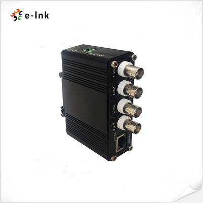 DIN-Schienen-Empfänger für 4-Port Koax-zu-1-Port 10/100Base-TX Ethernet-Switch mit PoC