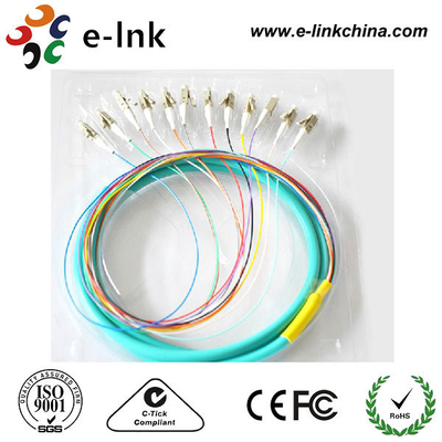 1-Meter-farbiger 12-Faser-Bundle-Fan-out OM3 LC-Pigtail