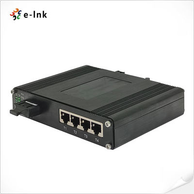 Industrieller 4-Port 10/100/1000T 802.3bt PoE + 1-Port 100/1000BASE-X Ethernet Switch mit SFP, SC, FC, ST Optional