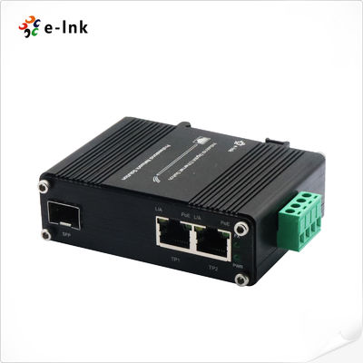 Mini-Industrie 1-Port 100/1000X SFP zu 2-Port 10/100/1000T 90W PoE++ Medienkonverter unterstützt IEEE802.3af/at PoE+(30W) oder IEEE802.3bt PoE++ (90W)