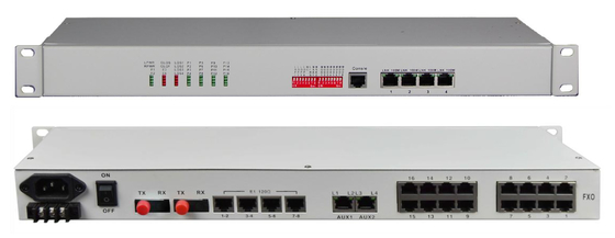 8/16-Ch FXO/FXS + 8-Ch E1 + 4-Ch 10/100M ETH + 4Ch RS232/422/485 Fasermultiplexer