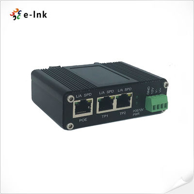 Industrieller IEEE802.3af/at PoE-Splitter mit 2-Port-Switch-Funktion, Ausgangsspannung 12 VDC mit einer Reichweite von bis zu 100 Metern