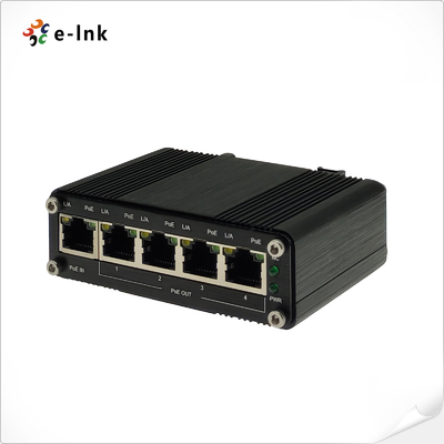 Industrieller 1-Port 802.3at PoE+ zu 4-Port 802.3af/at Gigabit PoE Extender Unterstützt DIN-Schienen- und Wandmontage