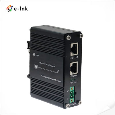 Industrielle 2.5G PoE+-Injektor 12-48V Gleichspannungseingang Gigabit Ethernet DIN Schienenwandmontage
