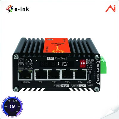 quality 4-Port 10/100/1000Base-T IEEE802.3at PoE+ 30W zu 1-Port 10/100/1000Base-T Uplink Mini Industrial AI Smart Managed PoE+ Ethernet Switch mit Spannungshöherungssystem factory