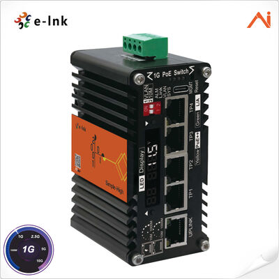 quality 4-Port 10/100/1000Base-T IEEE802.3bt PoE++ 60W zu 1-Port 10/100/1000Base-T Uplink Mini Industrial AI Smart Managed PoE++ Ethernet Switch mit Spannungshöherungssystem factory