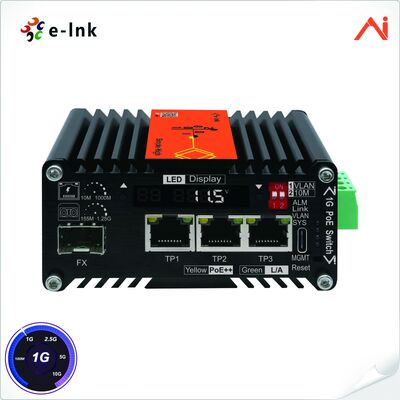 quality 3 Anschlüsse 10/100/1000Base-T IEEE802.3bt PoE++ 90W bis 1 Anschluss 100/1000BASE-X 
Mini Industrial AI Smart Managed PoE++ Ethernet Switch mit Spannungshöher factory