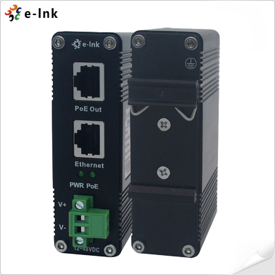 DIN Rail Industrial 802.3at 30W Gigabit PoE Injektor Adapter 12~48V Gleichspannungs-Booster